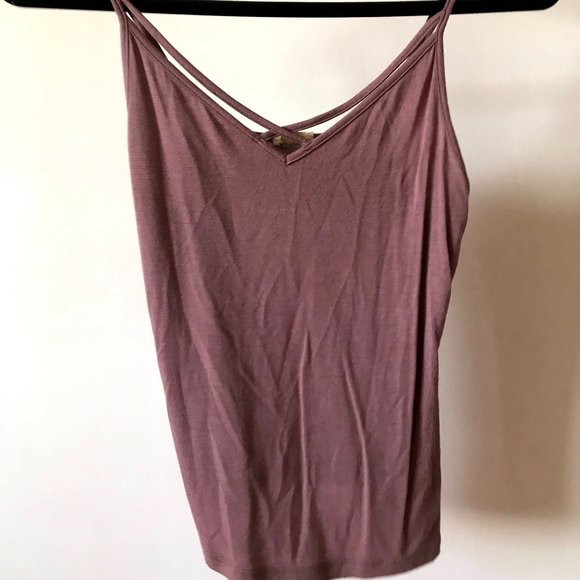 Garage Strap Front-Cross Mauve Tank - Picture 2 of 4